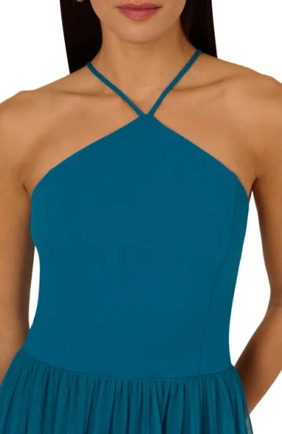 Adrianna Papell Mixed Media Tiered Cocktail Midi Dress