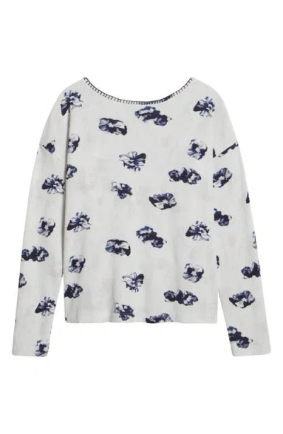 Nzt By Nic+zoe Stamped Floral Long Sleeve Waffle Knit Top
