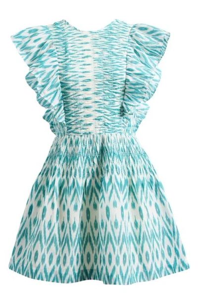 Saylor Azalea Ikat Ruffle Minidress In Blue