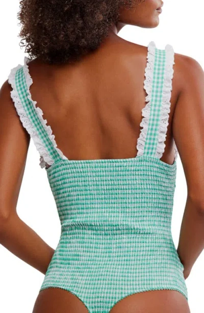 Free People Cassie Gingham Ruffle Bodysuit