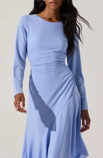 Astr The Label Long Sleeve Asymmetric Hem Midi Dress