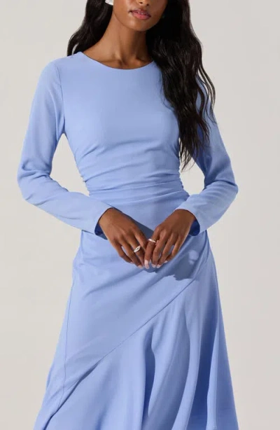 Astr The Label Long Sleeve Asymmetric Hem Midi Dress