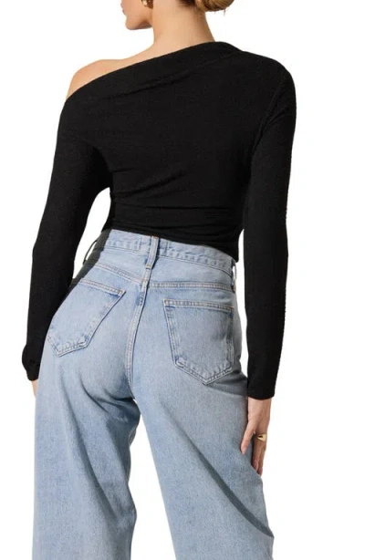 Astr The Label Asymmetric One-shoulder Rib Sweater