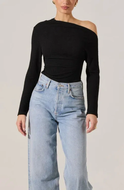 Astr The Label Asymmetric One-shoulder Rib Sweater