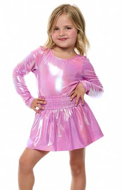 Beach Lingo Kids' Metallic Cover-up Skort In Pink