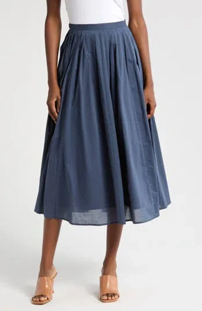 Wayf Amelie Pleated Cotton Midi Skirt