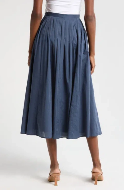 Wayf Amelie Pleated Cotton Midi Skirt