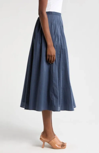 Wayf Amelie Pleated Cotton Midi Skirt