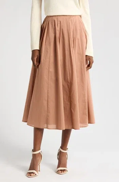 Wayf Amelie Pleated Cotton Midi Skirt