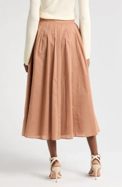 Wayf Amelie Pleated Cotton Midi Skirt