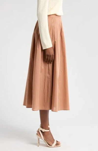 Wayf Amelie Pleated Cotton Midi Skirt