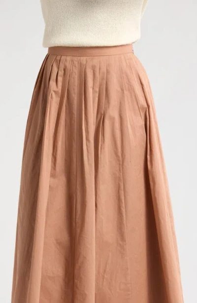 Wayf Amelie Pleated Cotton Midi Skirt