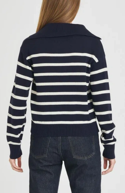Wayf Port Stripe Johnny Collar Cotton Sweater