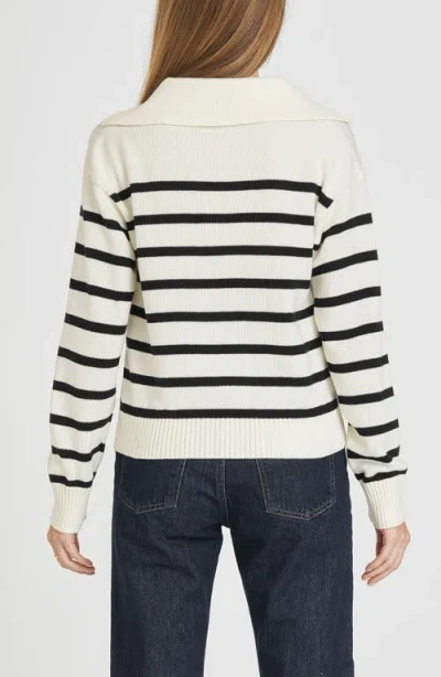Wayf Port Stripe Johnny Collar Cotton Sweater