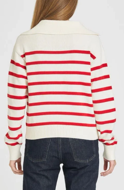 Wayf Port Stripe Johnny Collar Cotton Sweater