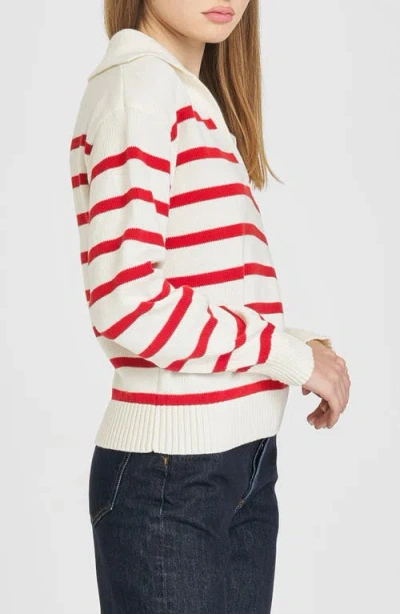 Wayf Port Stripe Johnny Collar Cotton Sweater