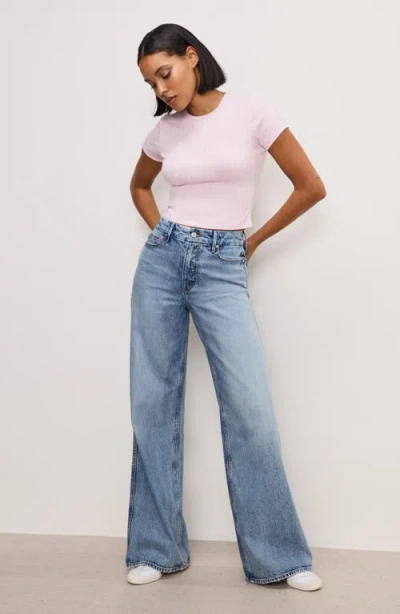 Good American Pointelle Baby Tee Cotton Candy Pink003