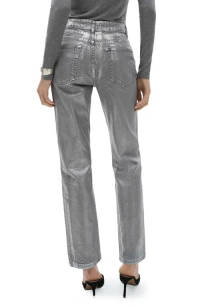 Mango Foil High Waist Straight Leg Jeans