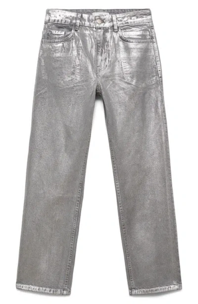 Mango Foil High Waist Straight Leg Jeans