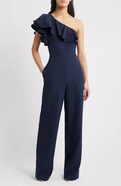 Eliza J One Shoulder Ruffle Jumpsuit