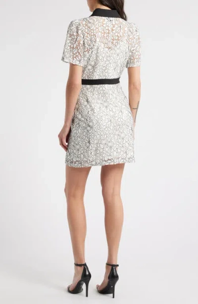 Sam Edelman Contrast Trim Floral Lace Mini Shirtdress