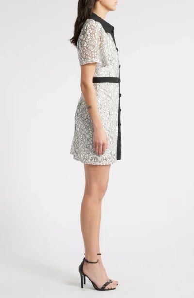 Sam Edelman Contrast Trim Floral Lace Mini Shirtdress