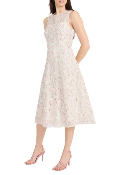 Maggy London Embroidered A-line Midi Dress