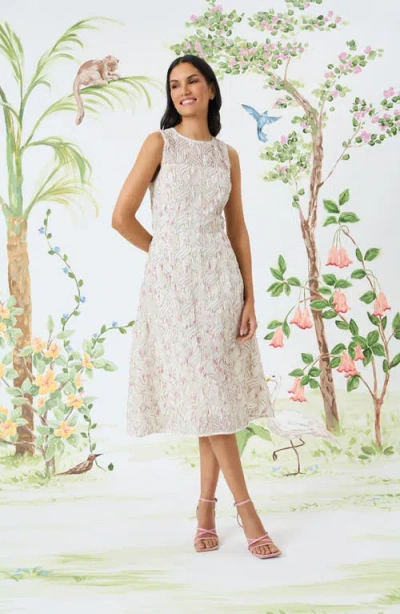 Maggy London Embroidered A-line Midi Dress
