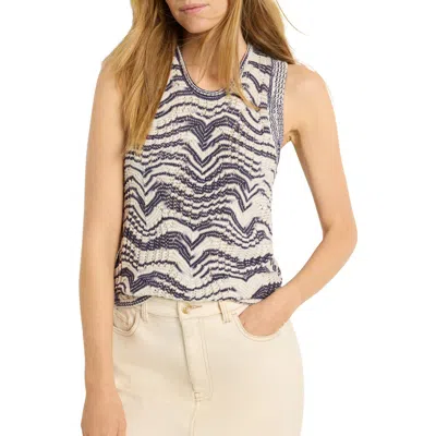 Nic + Zoe Wave Mix Knit Tank Top In Indigo