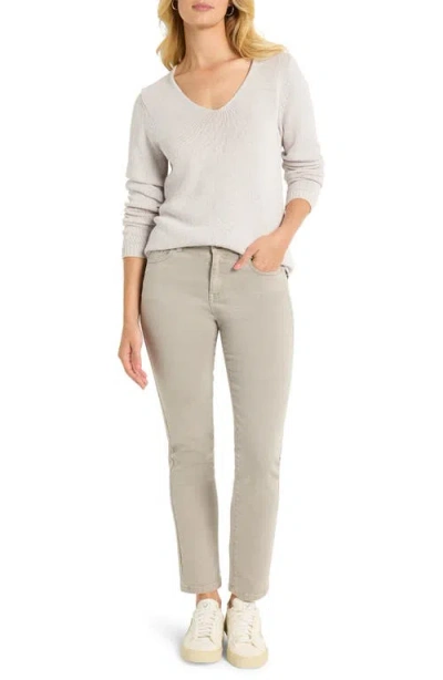 Nic + Zoe Mid Rise Straight Pocket Jeans In Beige In Gray