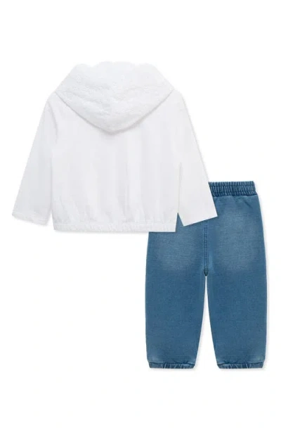 Habitual Kids Eyelet Embroidered Hoodie & Pull-on Jeans Set In Blue