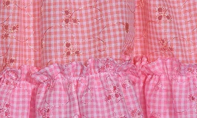 Iris & Ivy Kids' Embroidered Colorblock Cotton Blend Dress In Pink