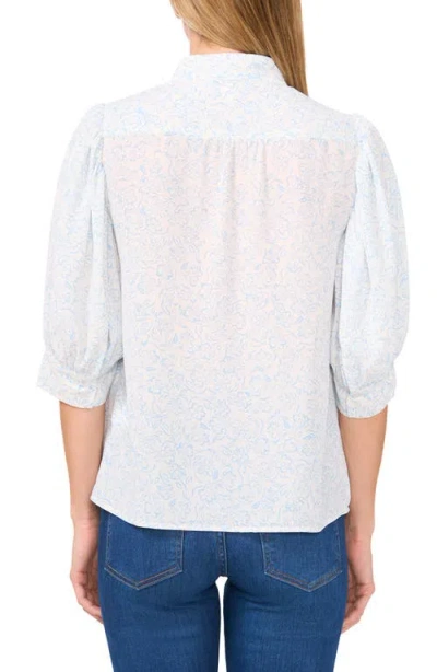 Cece Printed Puff Sleeve Button-up Shirt