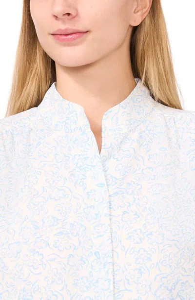 Cece Printed Puff Sleeve Button-up Shirt