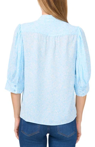 Cece Printed Puff Sleeve Button-up Shirt