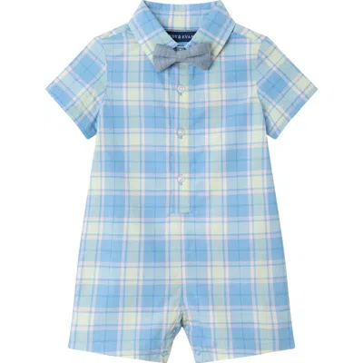 Andy & Evan Cotton Romper & Bow Tie Set In Blue