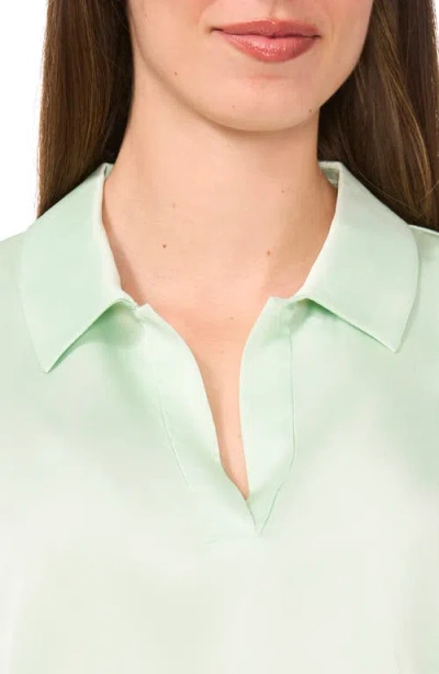 Halogen ® Satin Johnny Collar Popover Top In Green