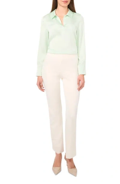 Halogen ® Satin Johnny Collar Popover Top In Green