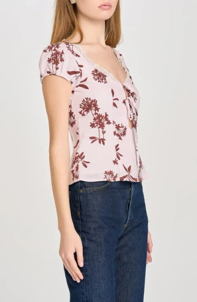 Wayf Cara Front Tie Puff Sleeve Top