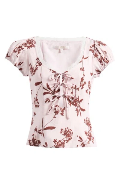 Wayf Cara Front Tie Puff Sleeve Top