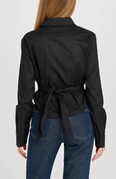Wayf Amelie Tie Waist Cotton Button-up Shirt