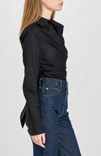 Wayf Amelie Tie Waist Cotton Button-up Shirt