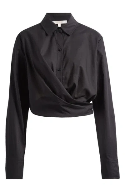 Wayf Amelie Tie Waist Cotton Button-up Shirt