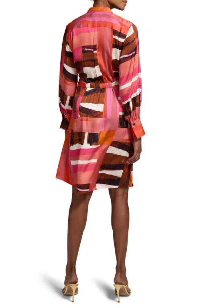 Nic + Zoe Nic+zoe Artful Blocks Glossy Long Sleeve Shirtdress