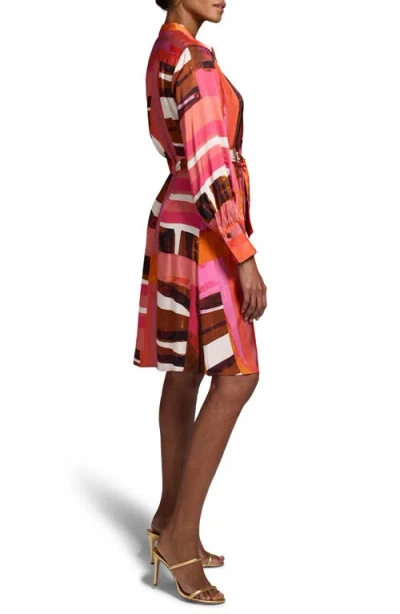Nic + Zoe Nic+zoe Artful Blocks Glossy Long Sleeve Shirtdress