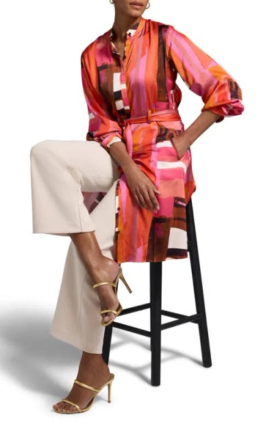 Nic + Zoe Nic+zoe Artful Blocks Glossy Long Sleeve Shirtdress