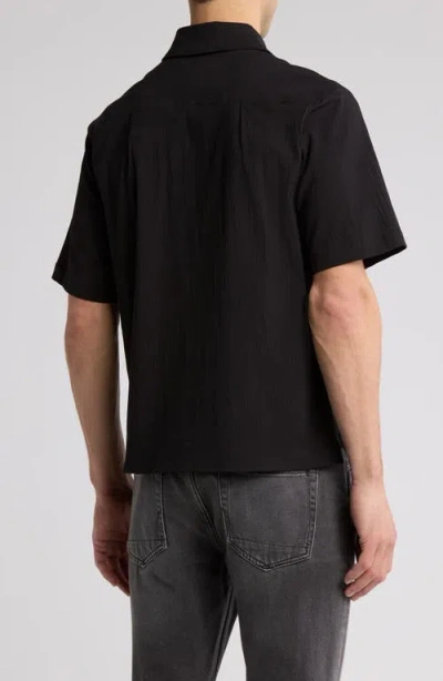 Jungles Scribbles Short Sleeve Cotton Seersucker Button-up Shirt