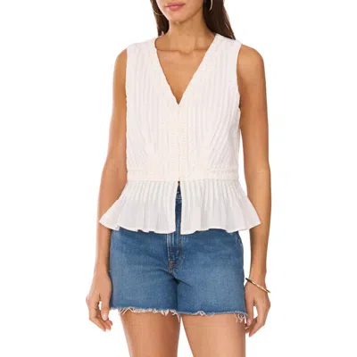 Vince Camuto Pintuck Peplum Sleeveless Button-up Top