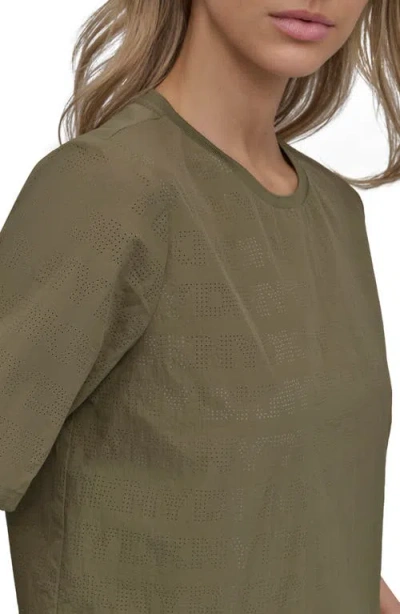 Dkny Peforated Logo Boxy Nylon T-shirt