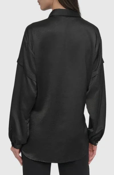 Dkny Tie Front Satin Shirt